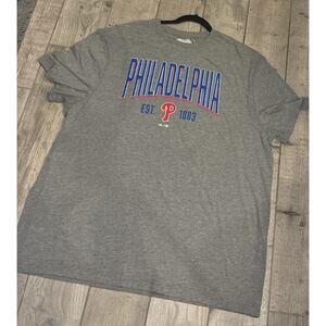 Majestic Philadelphia Phillies Gray Graphic T-Shirt Men's 2XL
